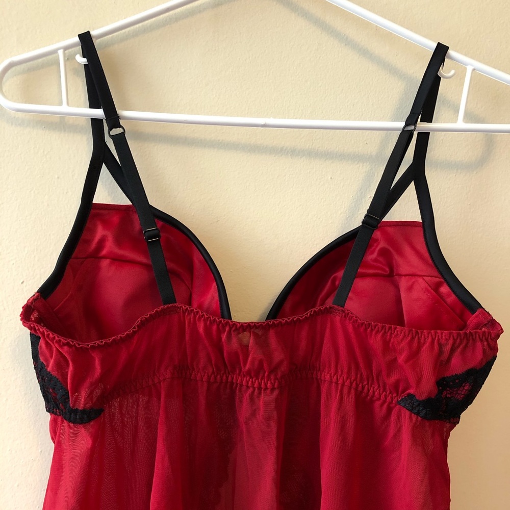 La Senza Large Red & Black Lace Open Babydoll Lingerie - Picture 6 of 9